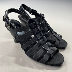 Aerosoles Shoes Womens 9 black del la mar heels patent leather strappy cocktail